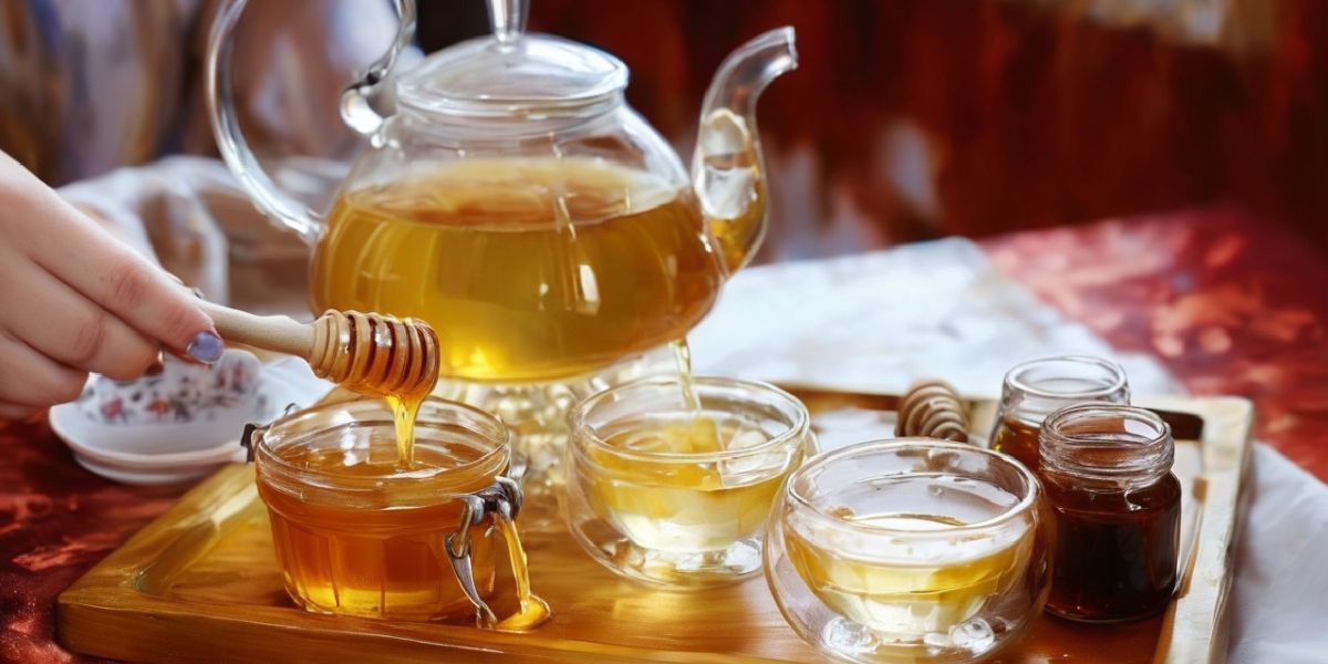 A tea pot being filled with hot water, illustrating the steeping process of how to make tea.